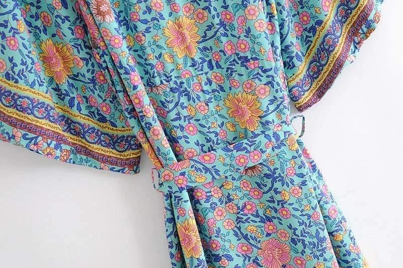 Nina Green Floral Kimono - Glova