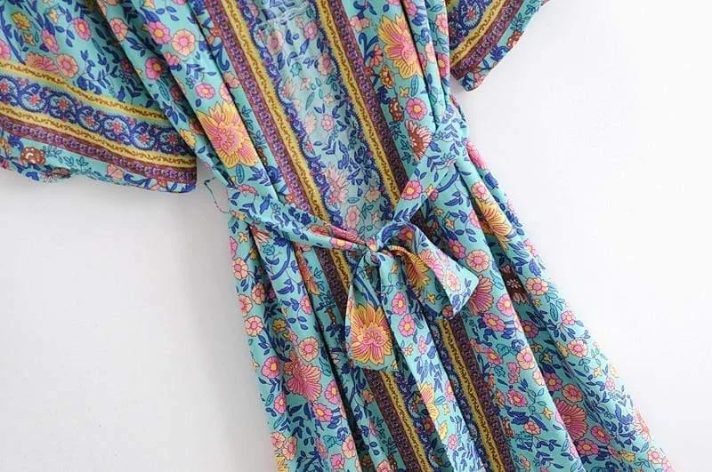 Nina Green Floral Kimono - Glova