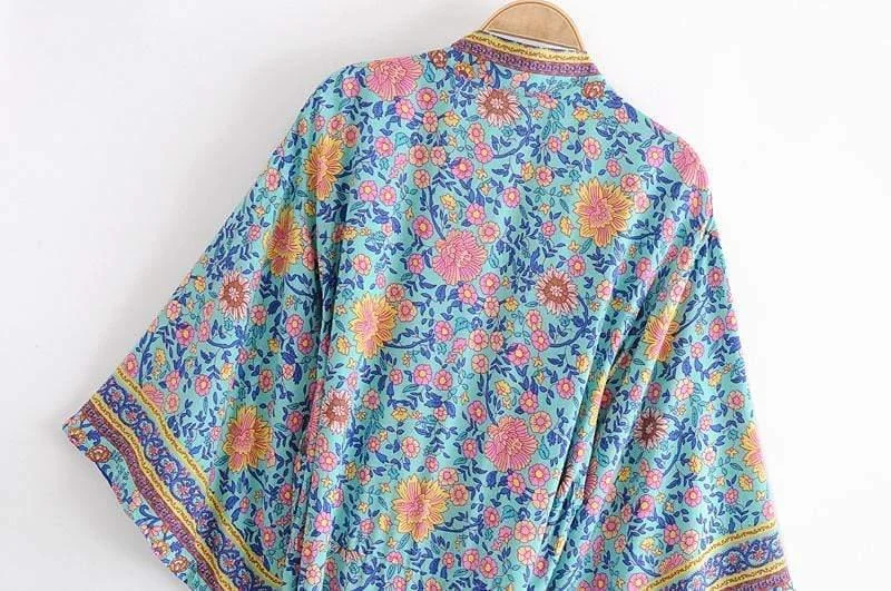 Nina Green Floral Kimono - Glova