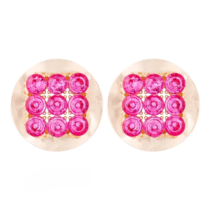 Njeri Rhinestone Disk Stud Earrings - Glova