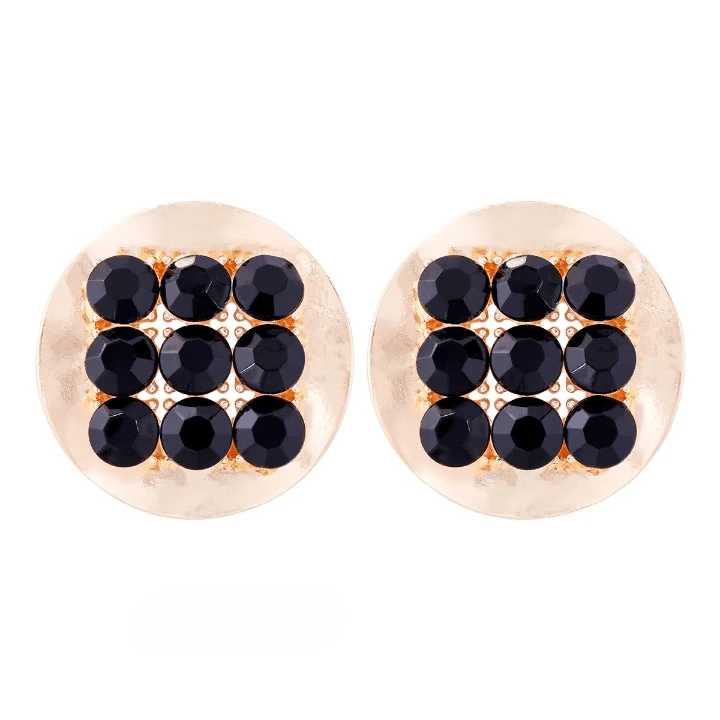 Njeri Rhinestone Disk Stud Earrings - Glova