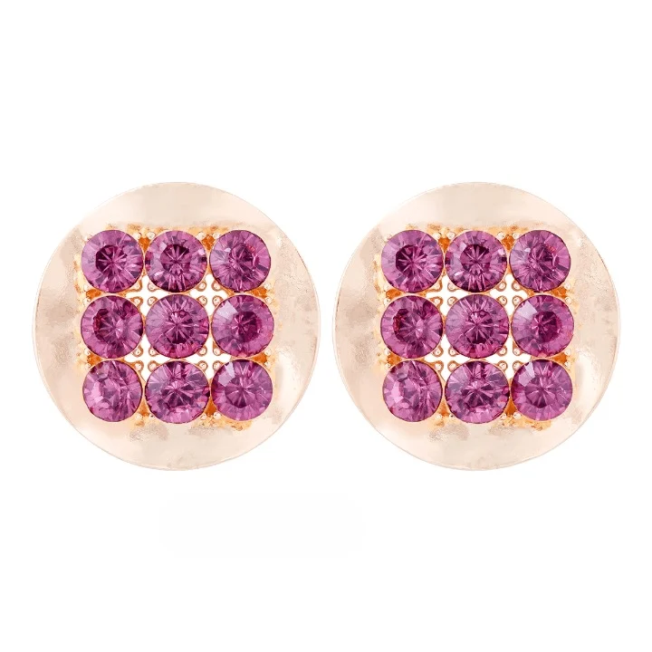 Njeri Rhinestone Disk Stud Earrings - Glova