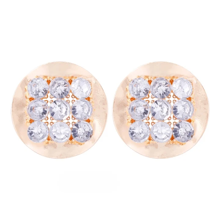 Njeri Rhinestone Disk Stud Earrings - Glova