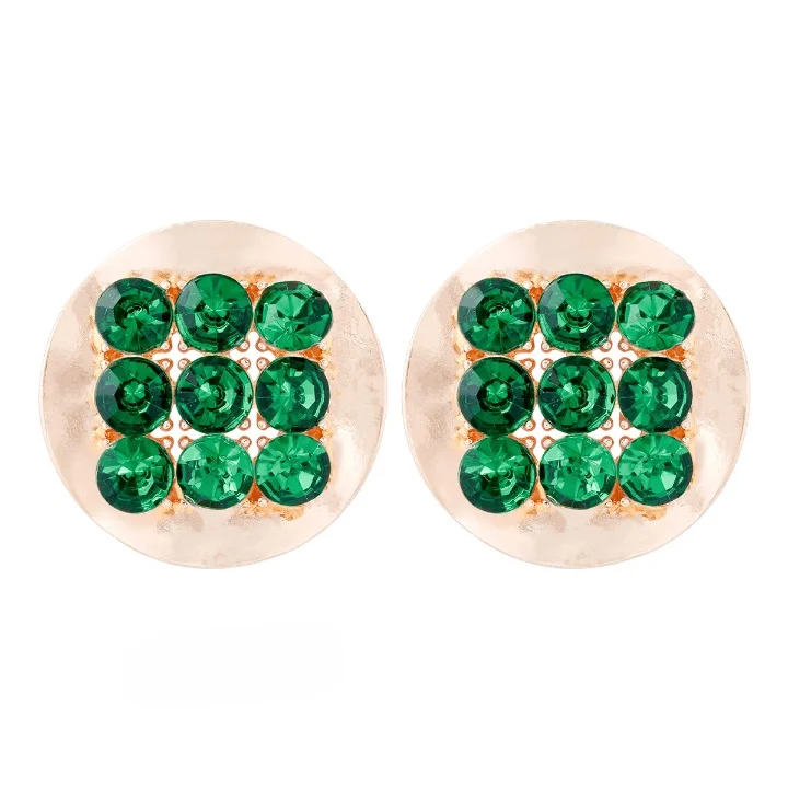 Njeri Rhinestone Disk Stud Earrings - Glova