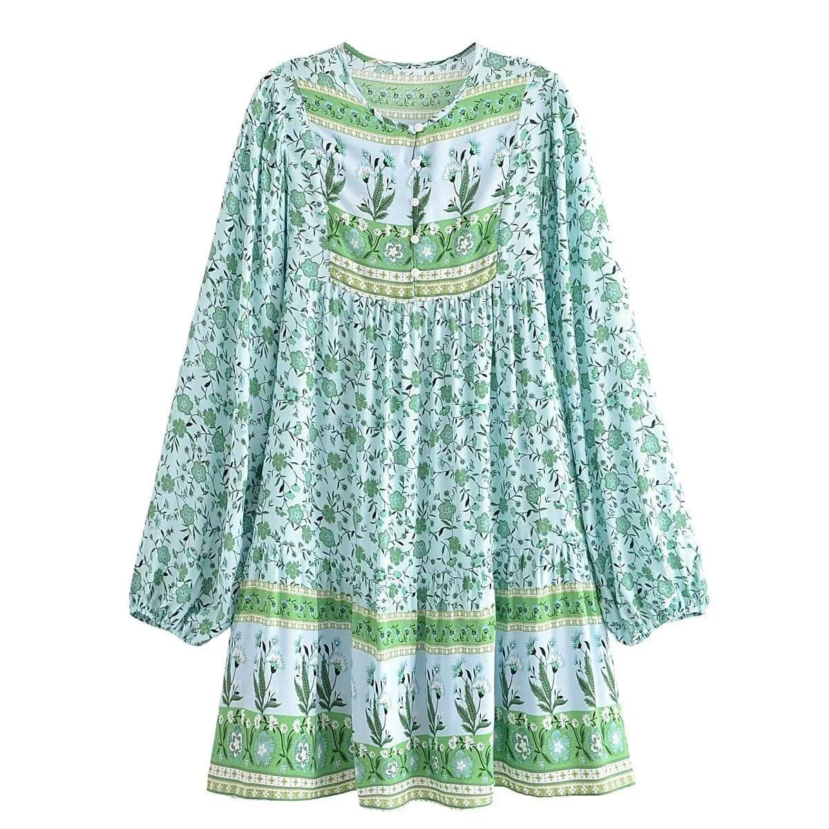 Noa Long Sleeve Boho Mini Dress - Glova