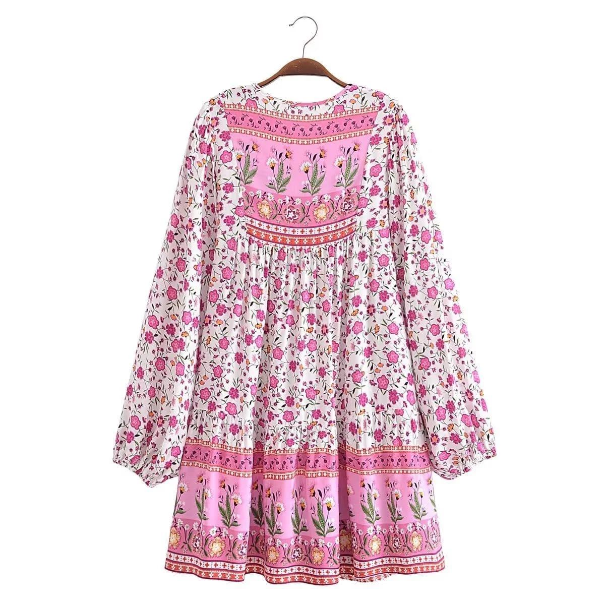 Noa Long Sleeve Boho Mini Dress - Glova