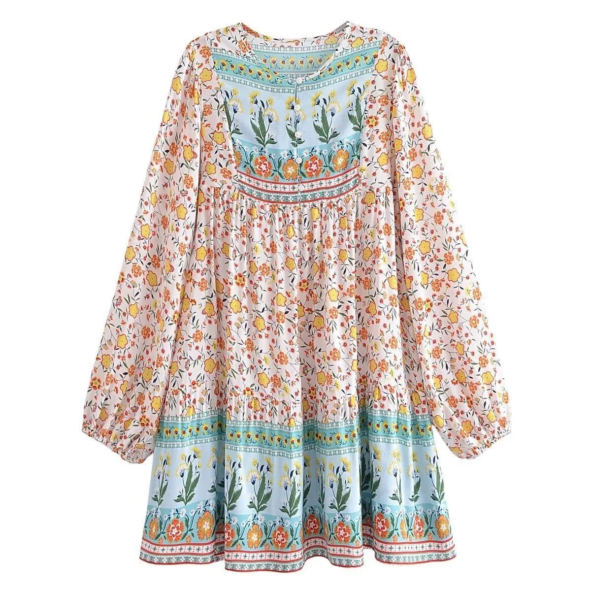 Noa Long Sleeve Boho Mini Dress - Glova