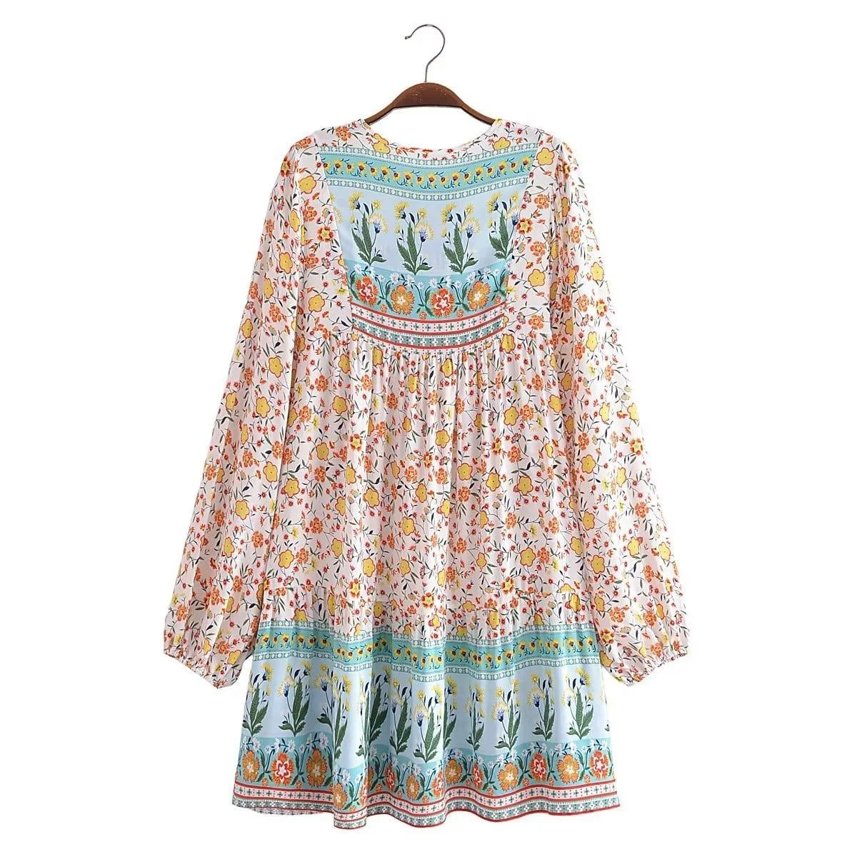 Noa Long Sleeve Boho Mini Dress - Glova