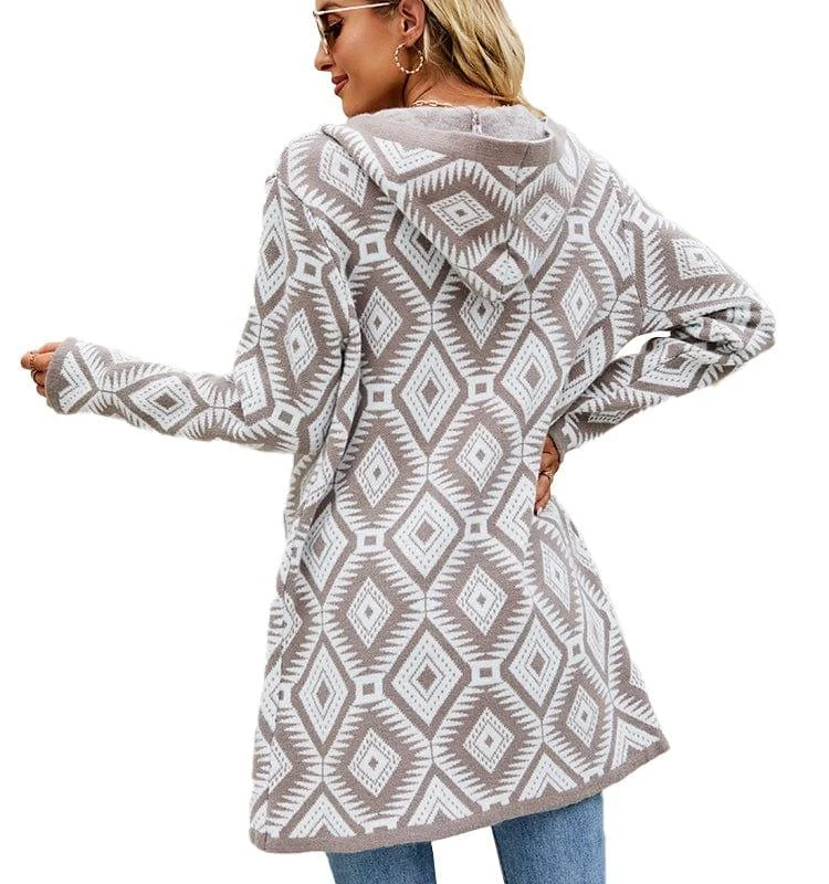 Noemie Geometric Print Jacquard Cardigan - Glova