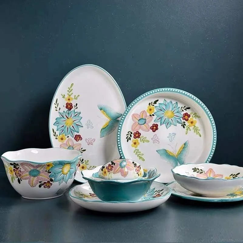 Nordic Style Floral Plates Set - Glova