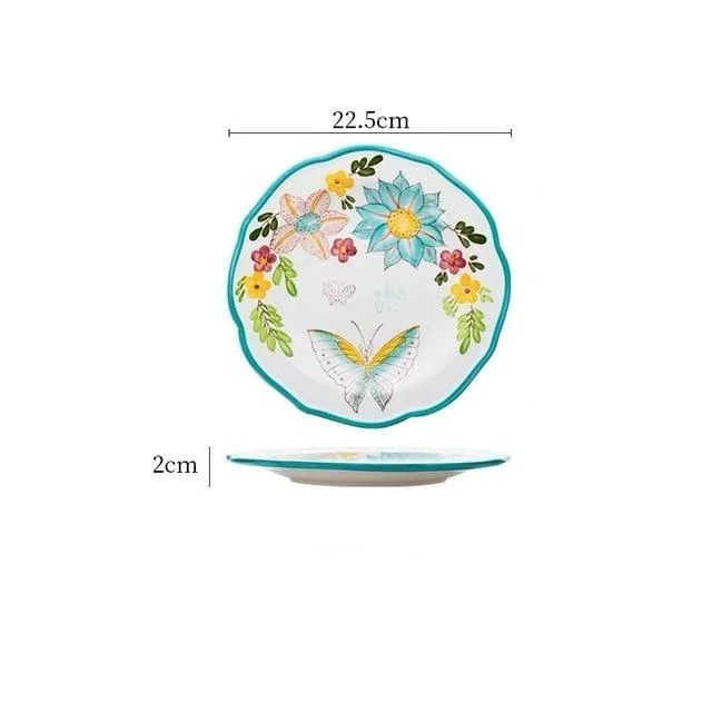 Nordic Style Floral Plates Set - Glova