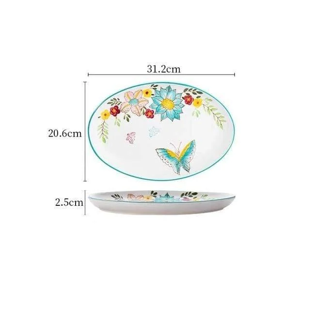 Nordic Style Floral Plates Set - Glova