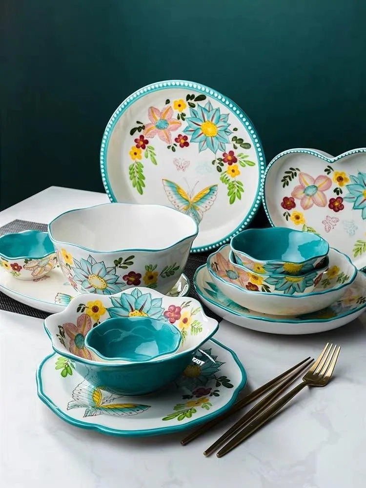 Nordic Style Floral Plates Set - Glova