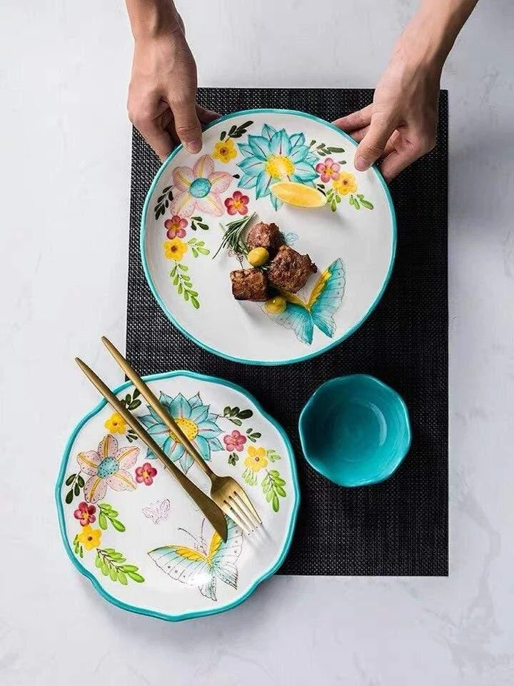 Nordic Style Floral Plates Set - Glova