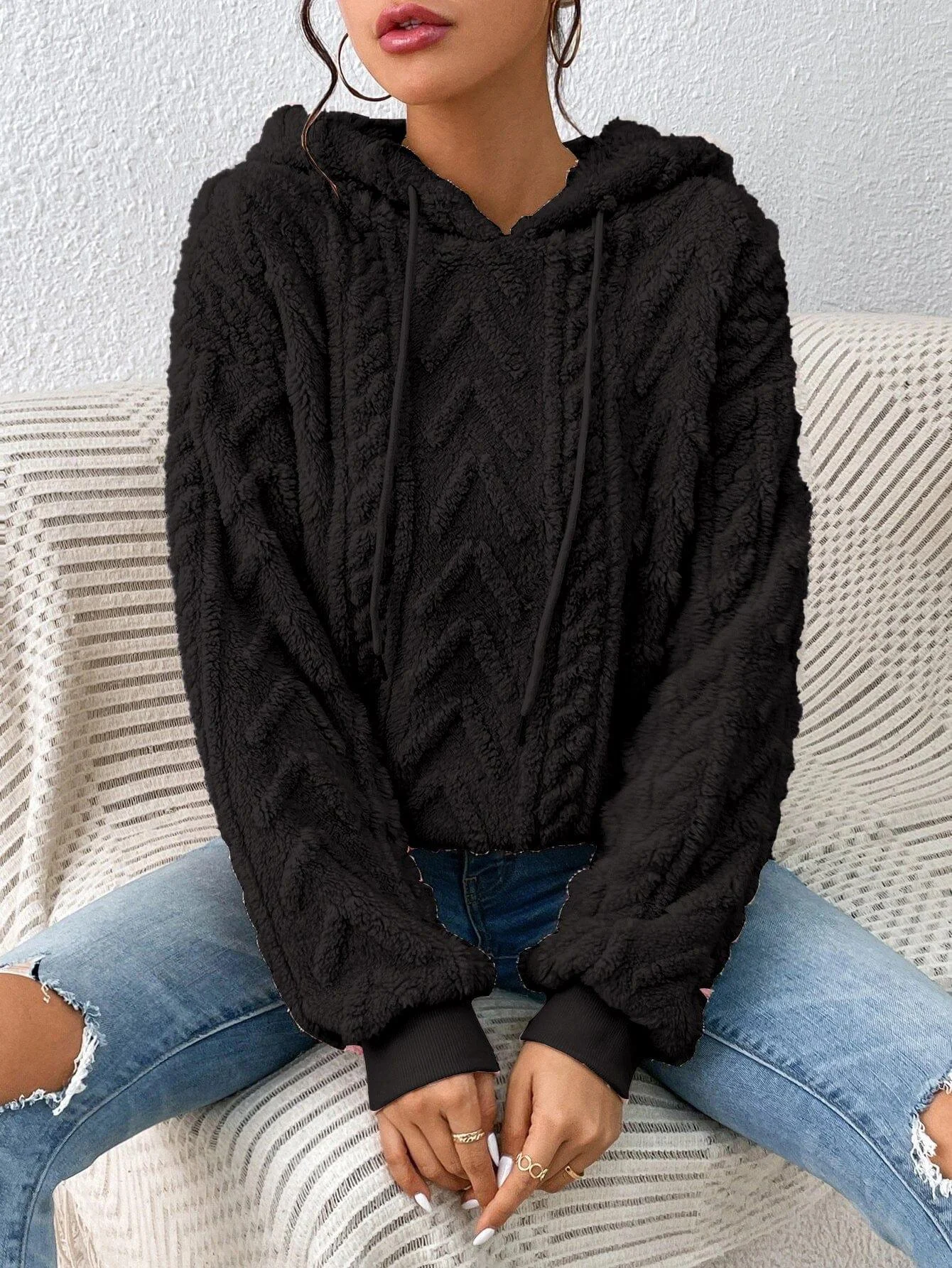 Nova Cable Knit Plush Hoodie - Glova