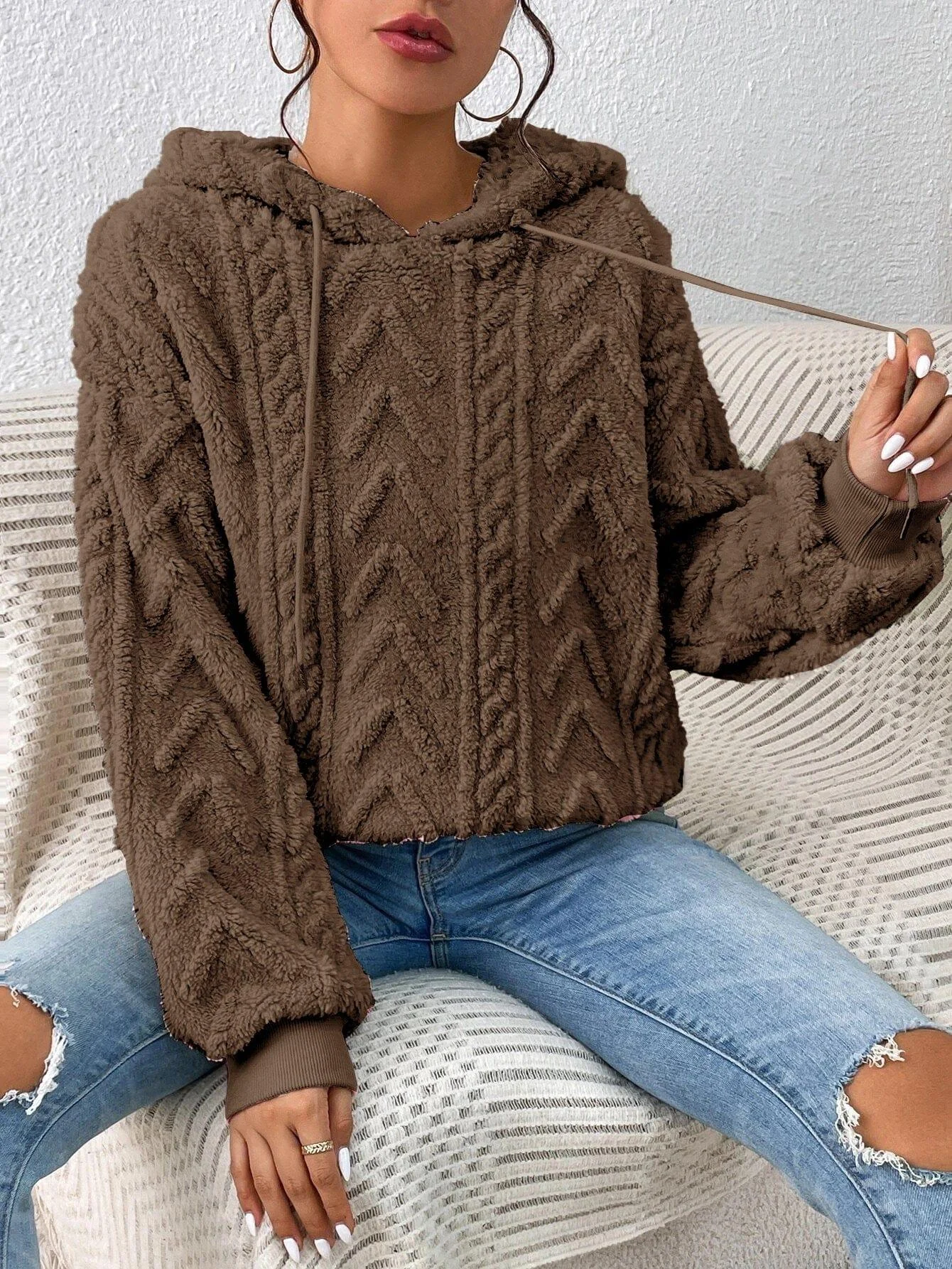 Nova Cable Knit Plush Hoodie - Glova