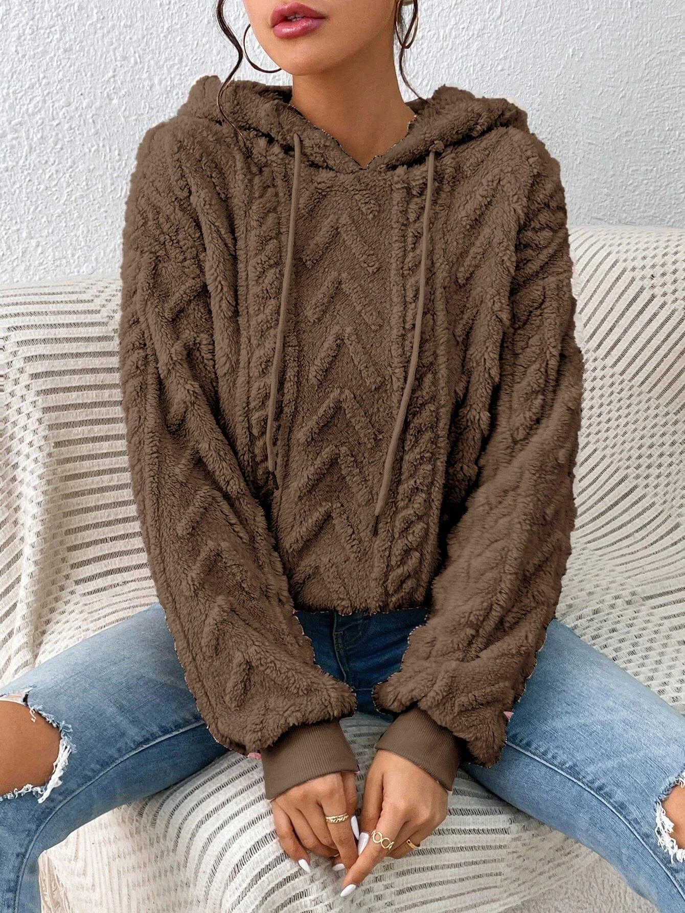 Nova Cable Knit Plush Hoodie - Glova