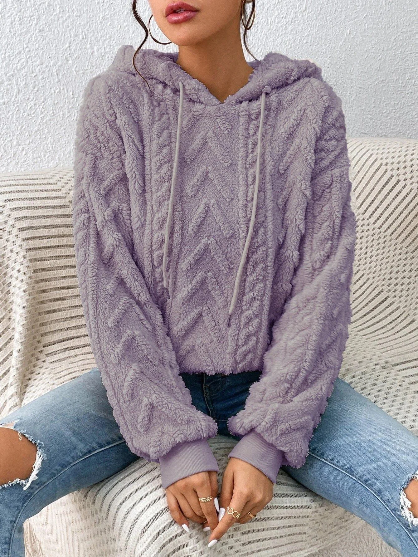 Nova Cable Knit Plush Hoodie - Glova