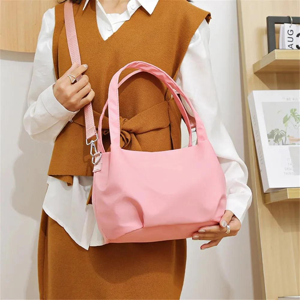 Nylon Bucket Fashion Solid Zipper Shoulder Bag - Glova