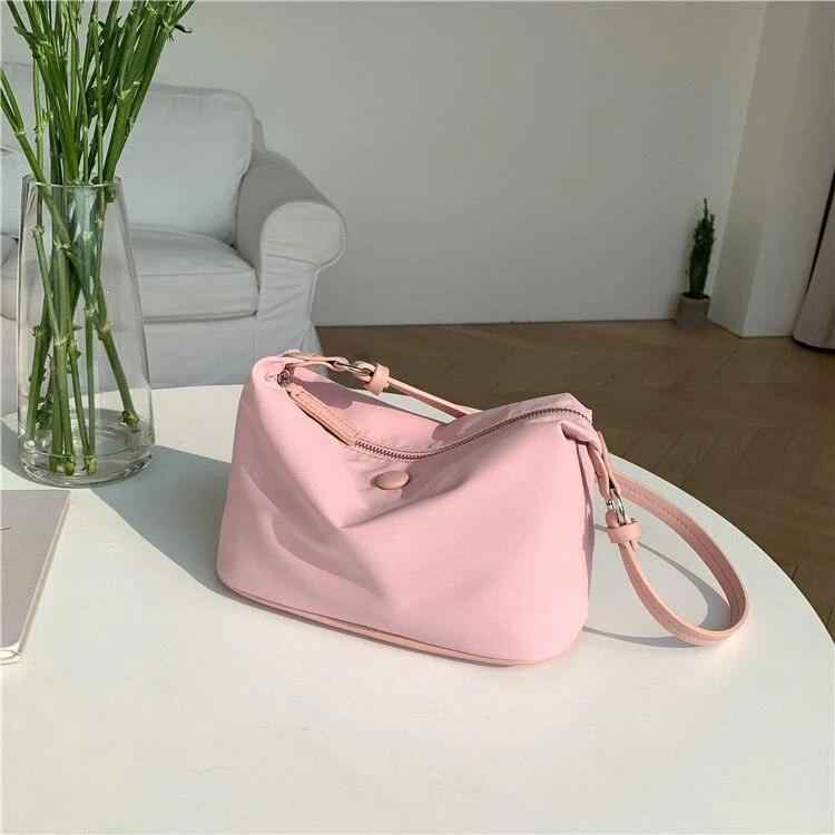 Nylon Cloth Solid Color Underarm Bag with Zipper - Glova