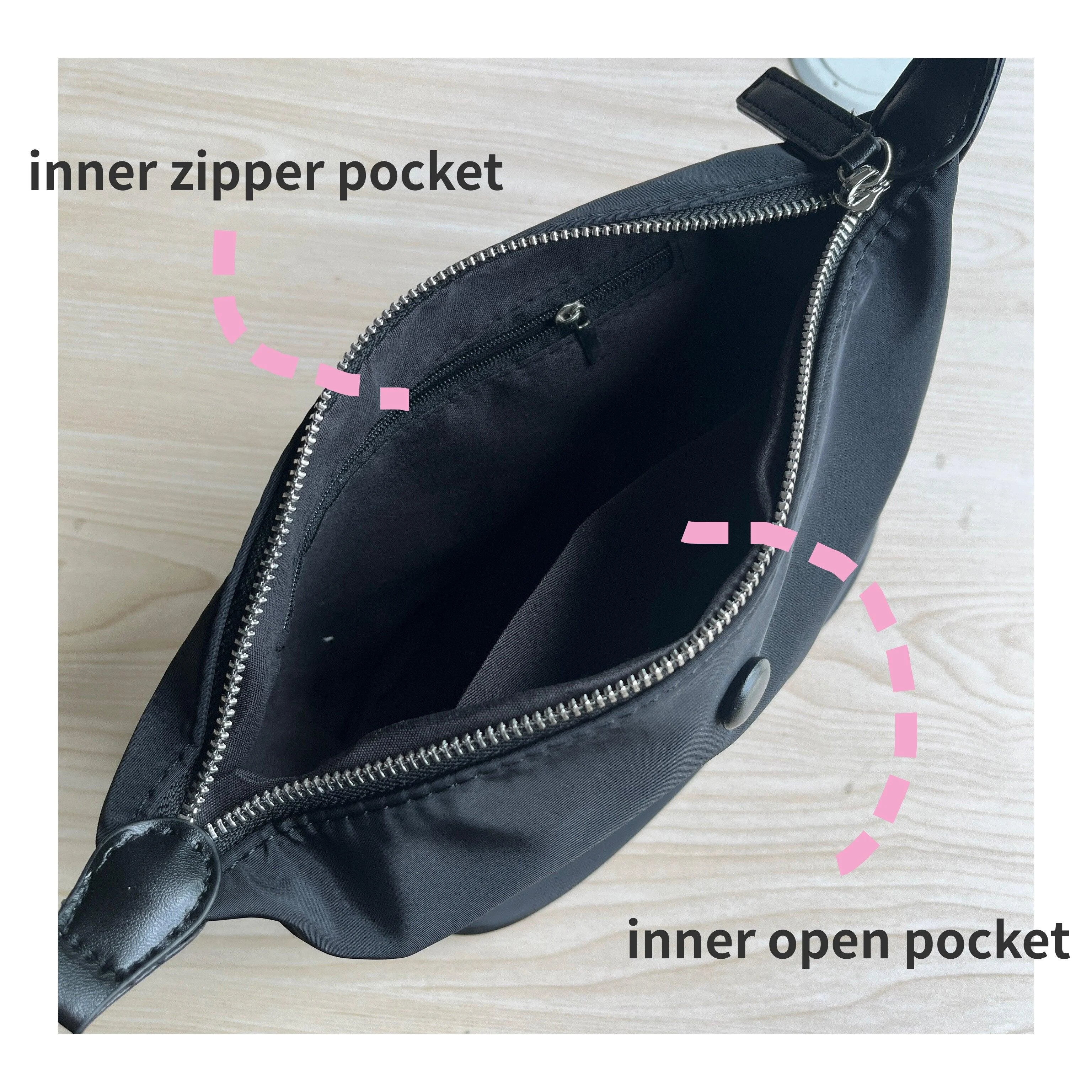 Nylon Cloth Solid Color Underarm Bag with Zipper - Glova