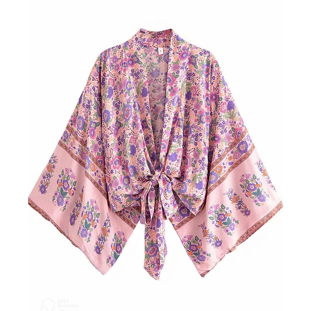 Odette Floral Cropped Kimono - Glova