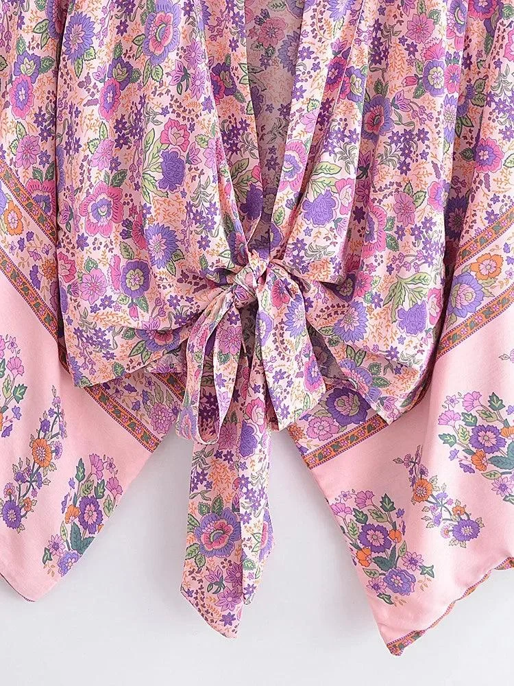 Odette Floral Cropped Kimono - Glova