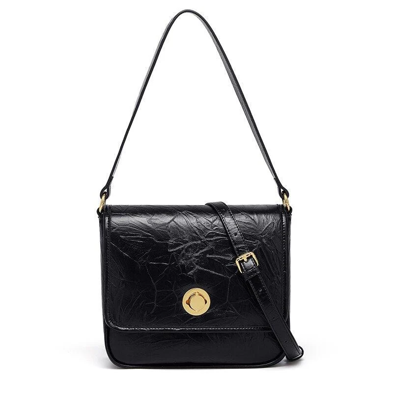 Olena Vintage Textured Leather Flap Bag - Glova