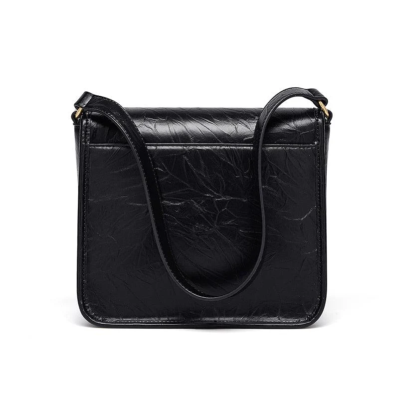 Olena Vintage Textured Leather Flap Bag - Glova