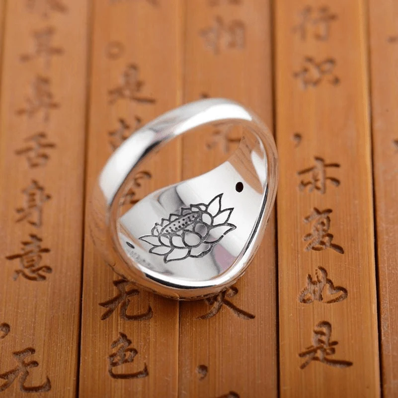 Om Ma Ni Pad Me Hum Mantra Sterling Silver Ring - Glova