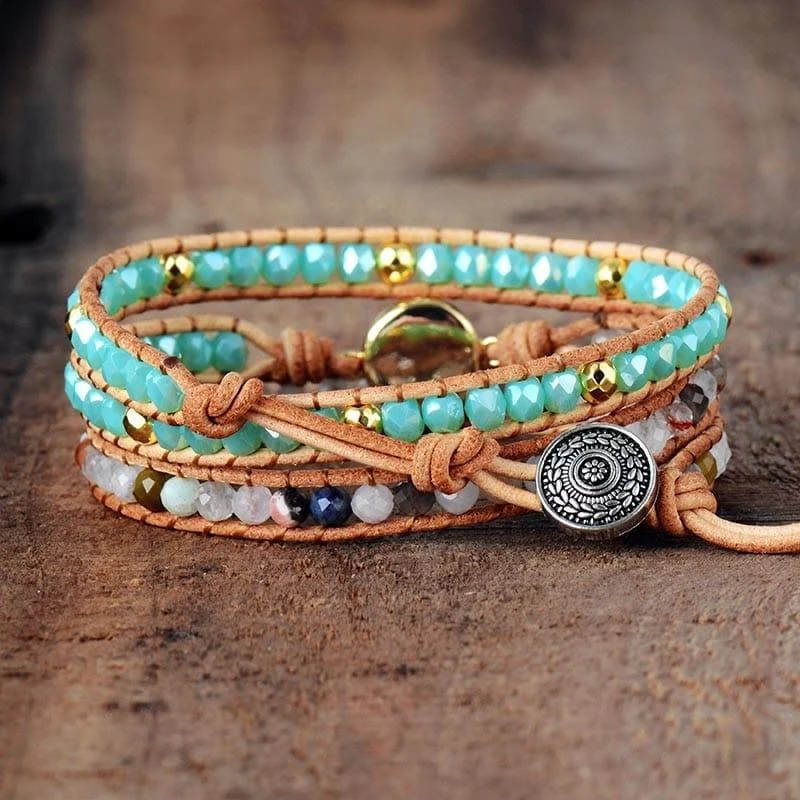 Opal And Rhinestone Wrap Bracelet - Glova