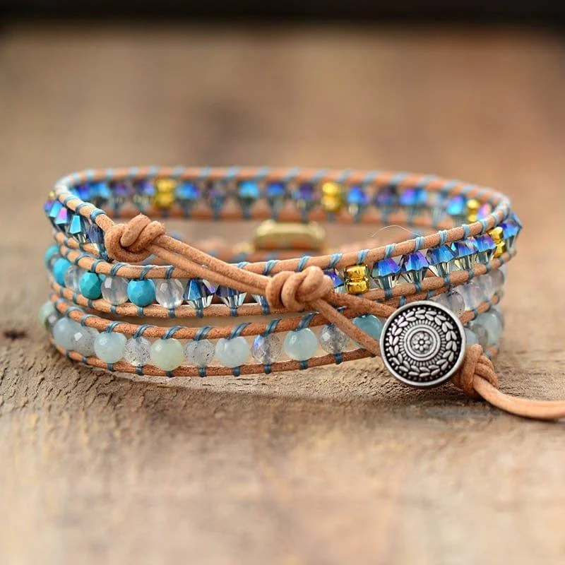 Opal And Rhinestone Wrap Bracelet - Glova