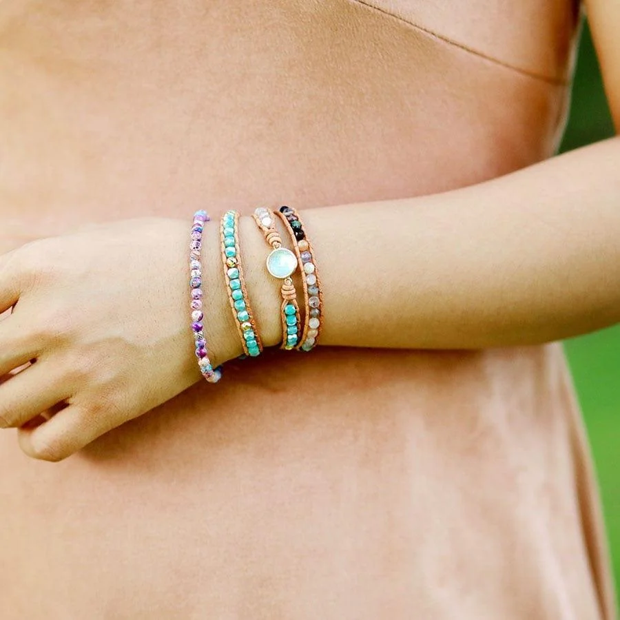 Opal And Rhinestone Wrap Bracelet - Glova