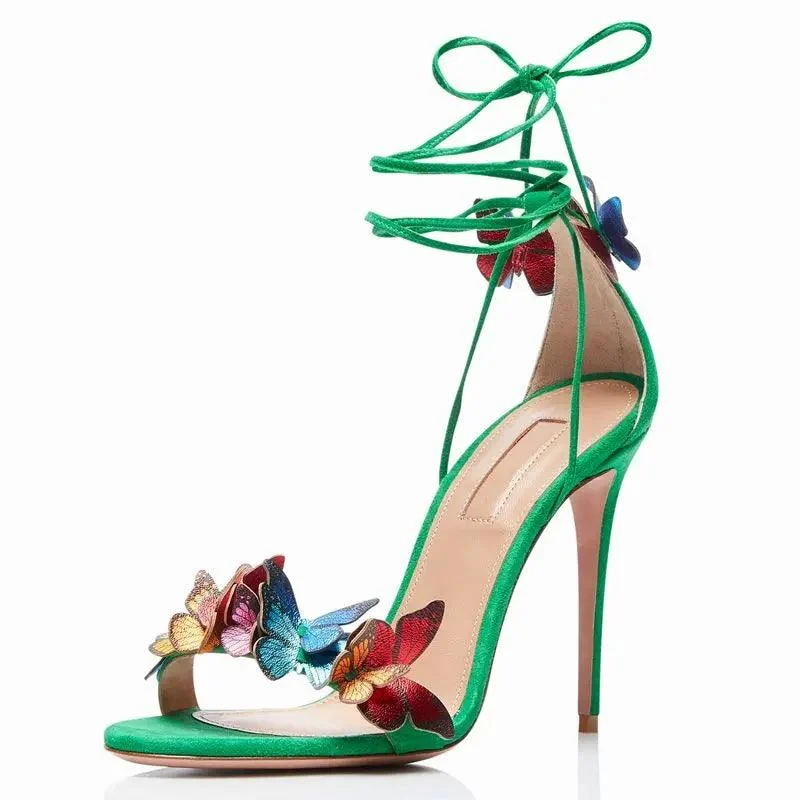 Open Toe Cover Heel Butterfly Sandals - Glova