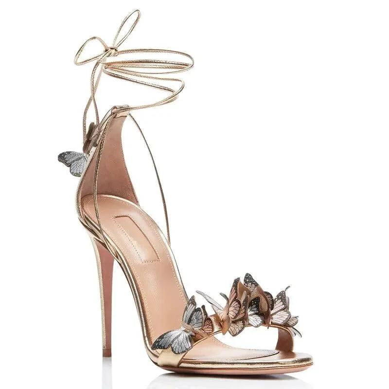 Open Toe Cover Heel Butterfly Sandals - Glova