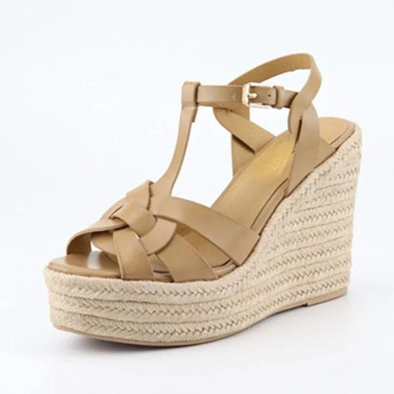 Open Toe Leather Wedge Platform Sandals For Women - Glova