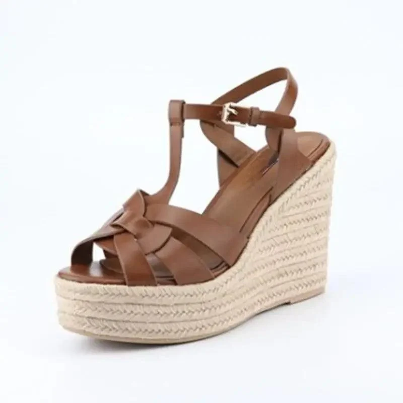 Open Toe Leather Wedge Platform Sandals For Women - Glova