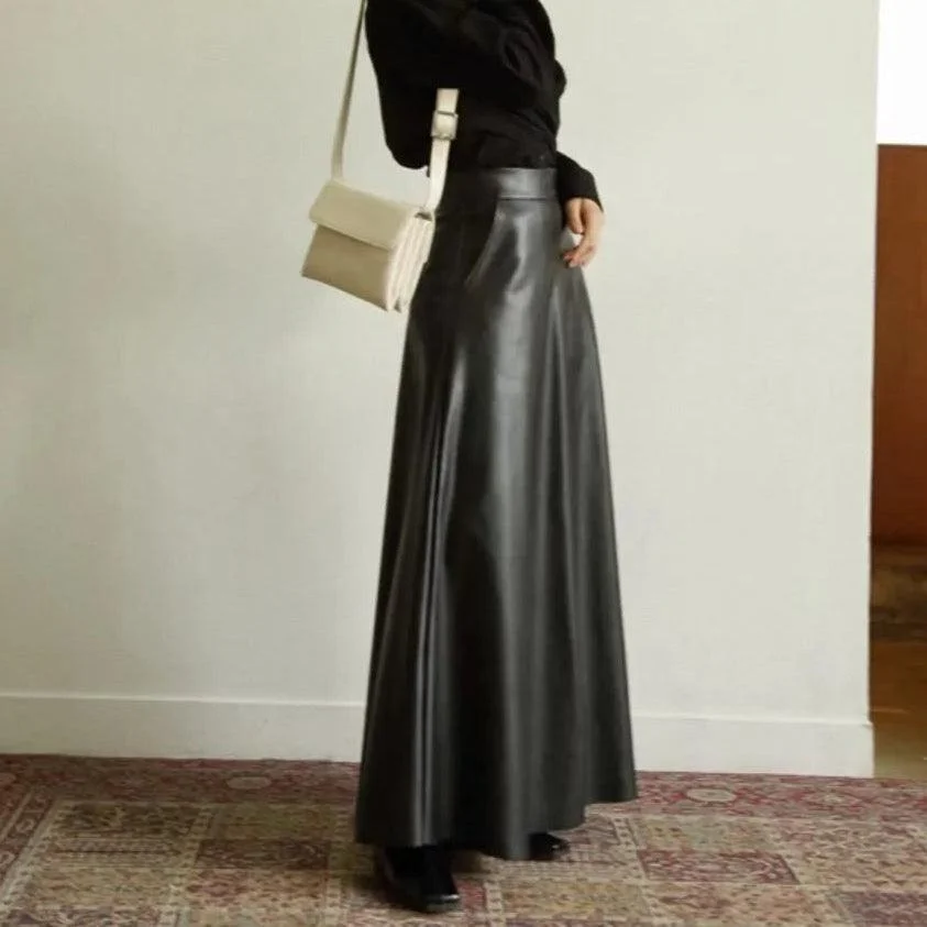 Ophelia Faux Leather Maxi Skirts - Glova