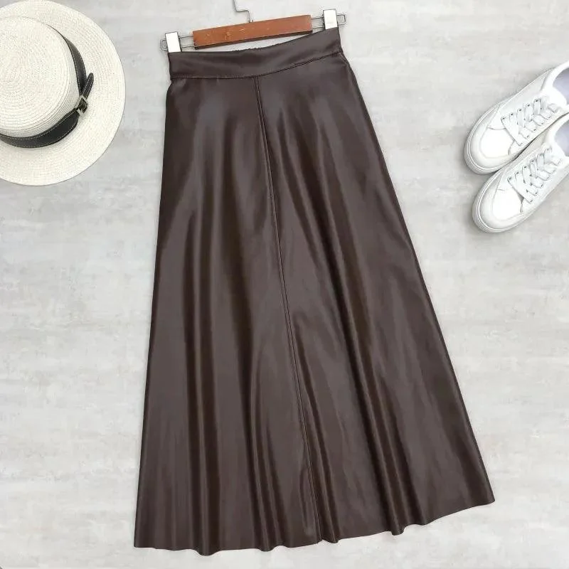 Ophelia Faux Leather Maxi Skirts - Glova