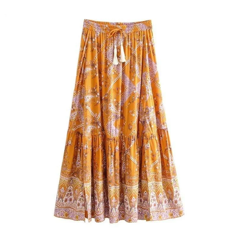 Orange Boho Style Vintage Skirt - Glova