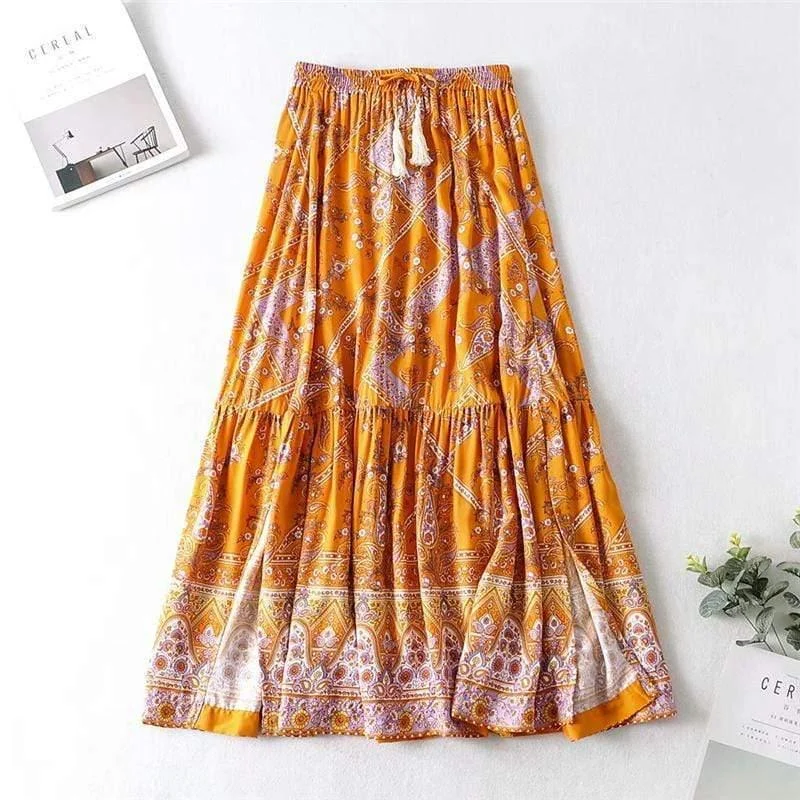 Orange Boho Style Vintage Skirt - Glova