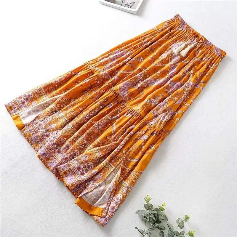 Orange Boho Style Vintage Skirt - Glova