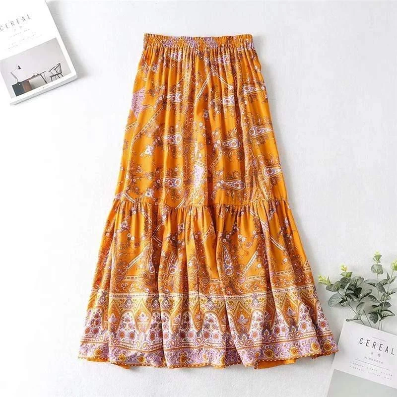 Orange Boho Style Vintage Skirt - Glova