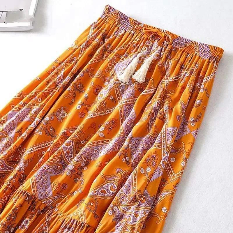 Orange Boho Style Vintage Skirt - Glova