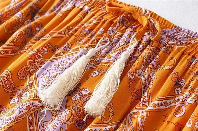 Orange Boho Style Vintage Skirt - Glova