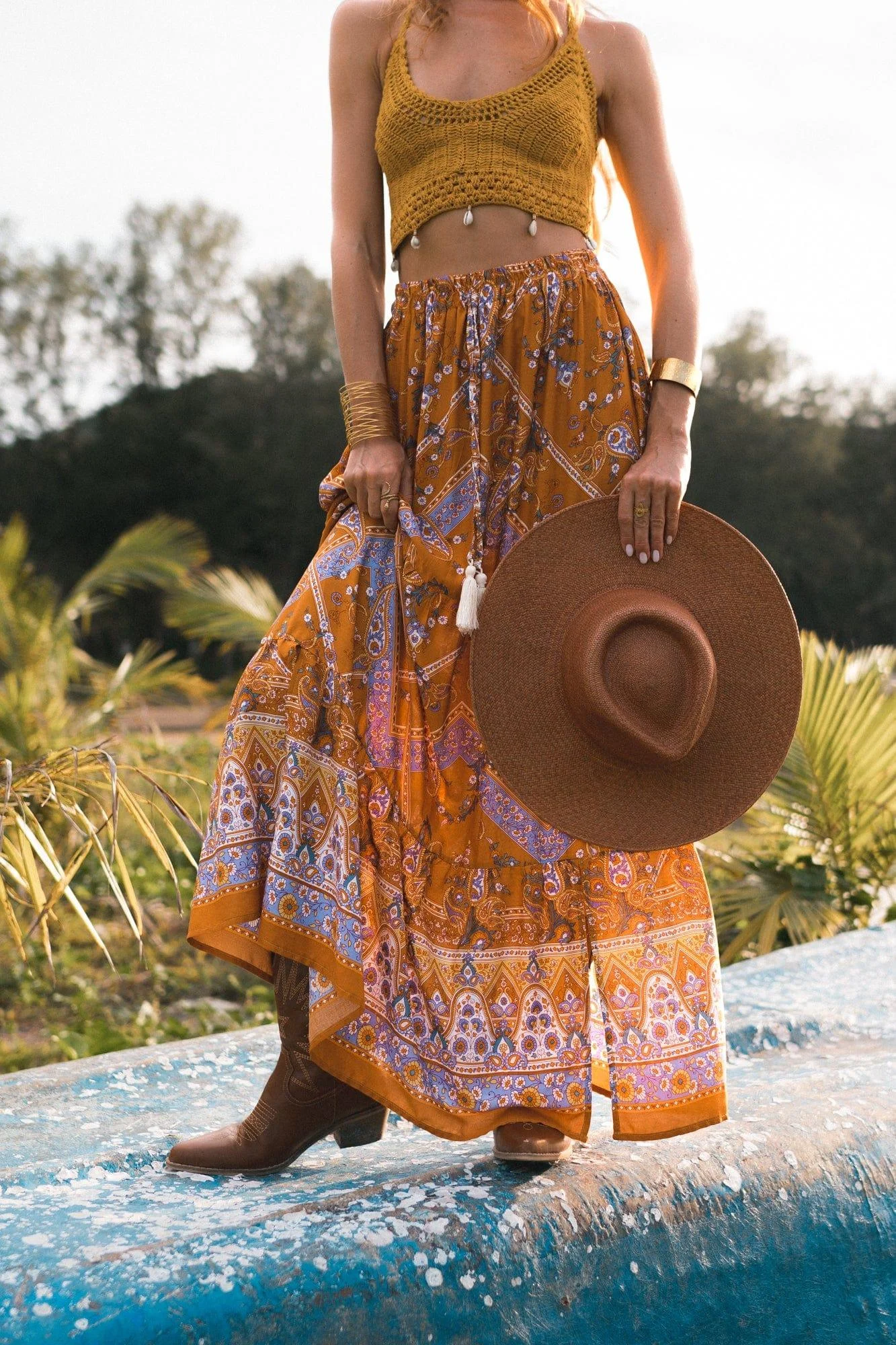 Orange Boho Style Vintage Skirt - Glova