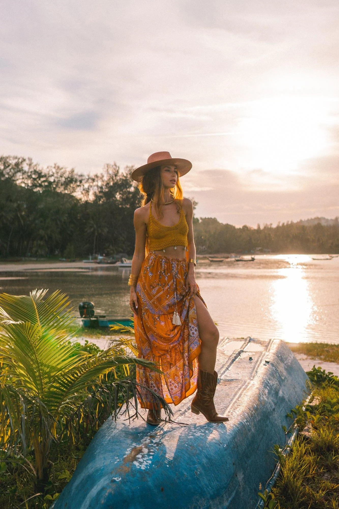 Orange Boho Style Vintage Skirt - Glova