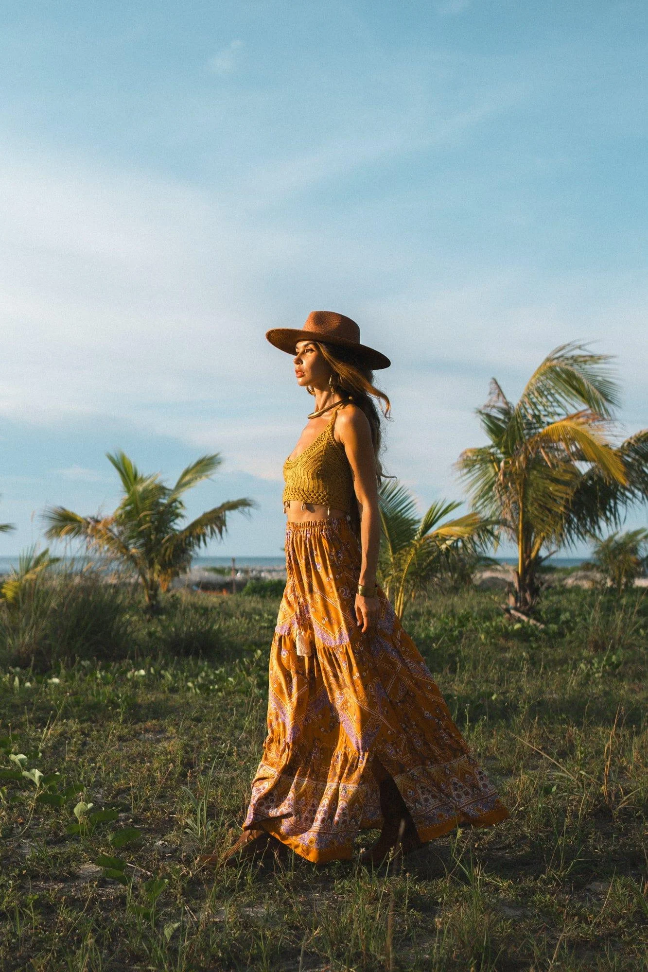 Orange Boho Style Vintage Skirt - Glova