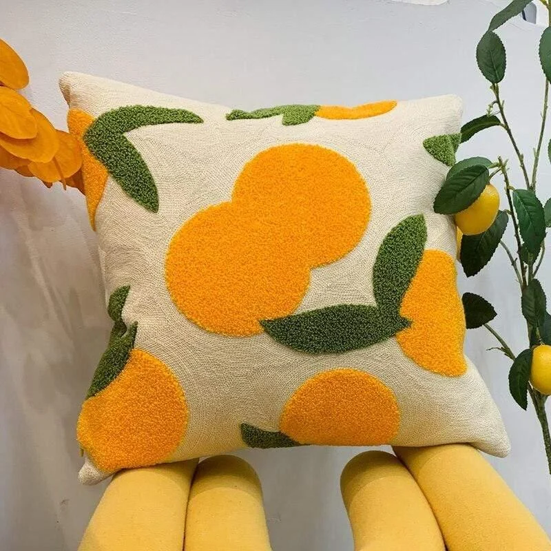 Orange Embroidery Cushion Cover - Glova