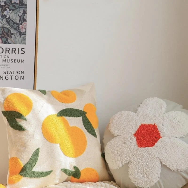 Orange Embroidery Cushion Cover - Glova